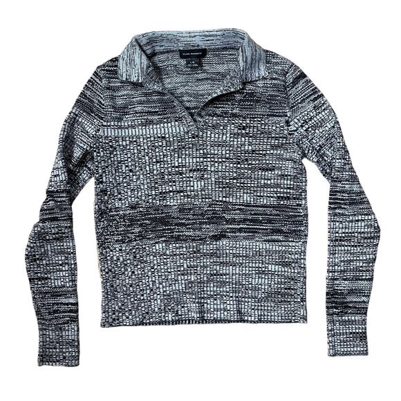 Club Monaco Mix Stitch Johnny Collar Sweater Black Womens Size Large - Picture 3 of 5